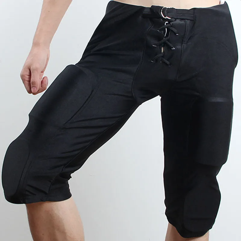 Anti-collision rugby pants men's hockey protective training pant Lycra fabric adult black