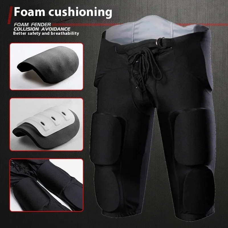 Anti-collision rugby pants men's hockey protective training pant Lycra fabric adult black