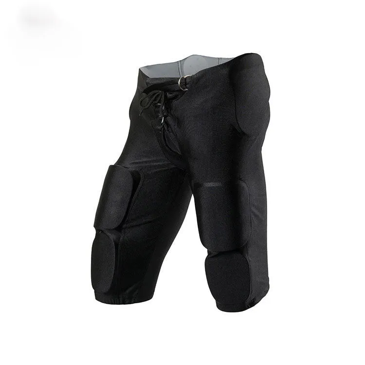 Anti-collision rugby pants men's hockey protective training pant Lycra fabric adult black