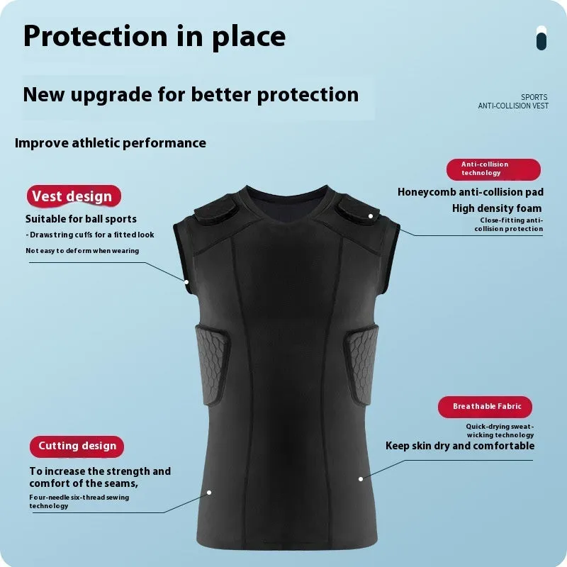 Black tight quick-dry basketball sports vest with anti-collision design