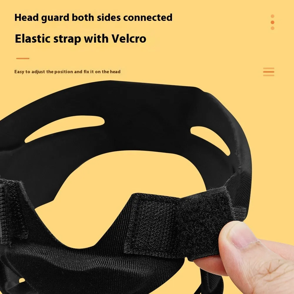 Black goalkeeper head protection belt 28.4x13.2x3.6cm for adult rugby and football