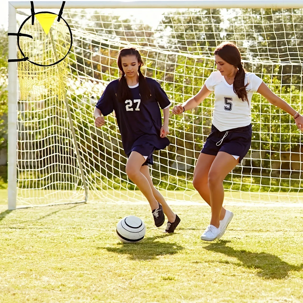 Portable 4-foot wide soccer training goal net in yellow colour for practice sessions