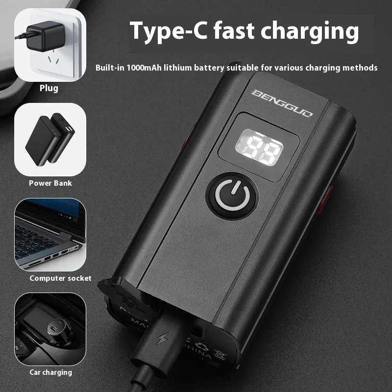 Night riding cycling headlight fixture and fitting with aluminium alloy housing and Type-C charging interface