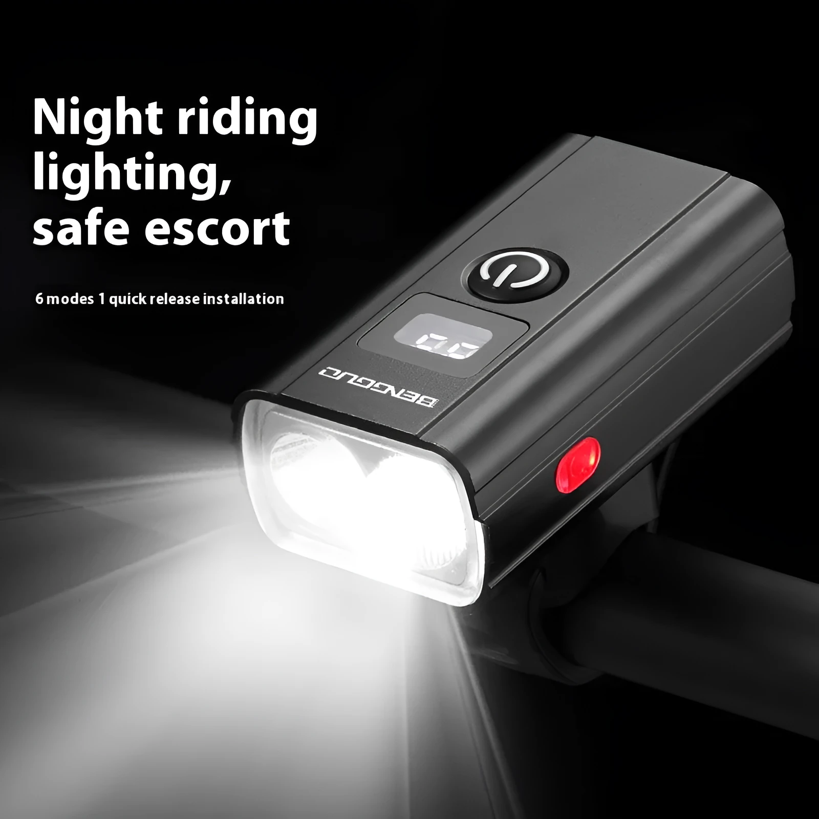 Night riding cycling headlight fixture and fitting with aluminium alloy housing and Type-C charging interface
