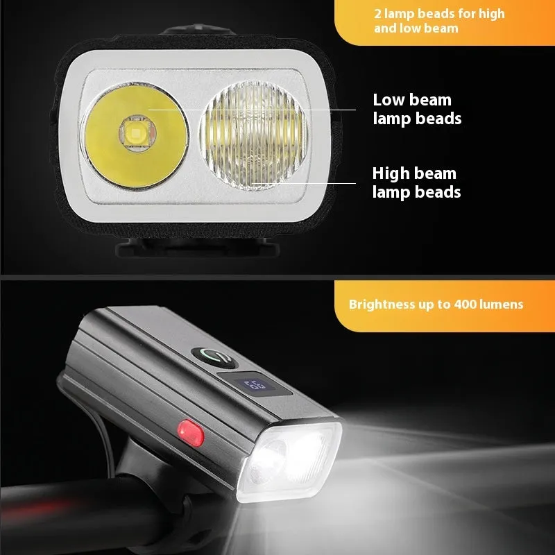 Night riding cycling headlight fixture and fitting with aluminium alloy housing and Type-C charging interface