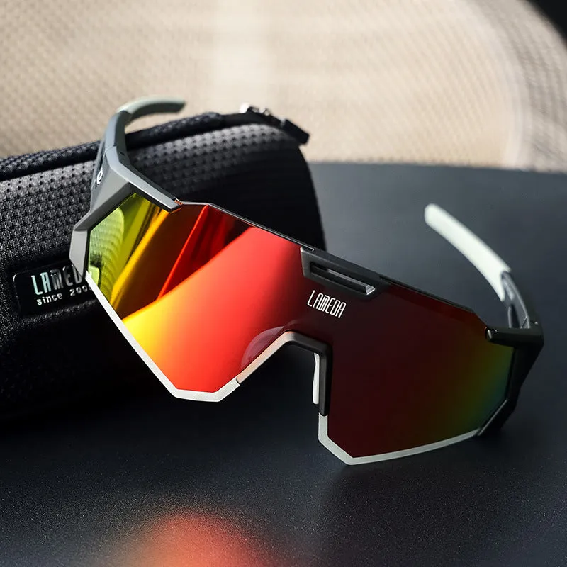 Polarized road riding windproof half-frame goggles with PC lens in multiple colour options