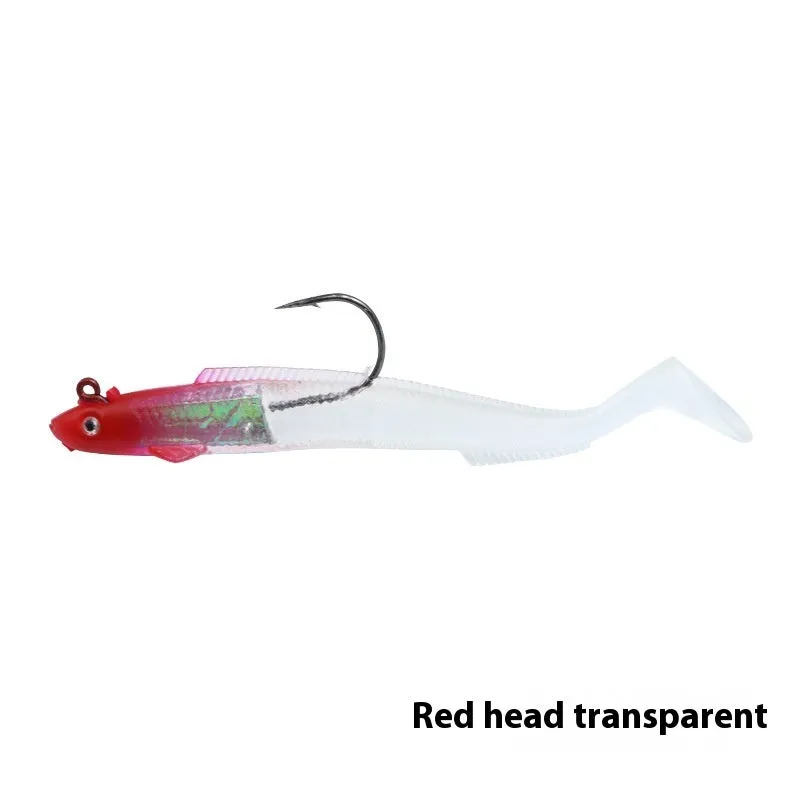 T-tail soft fish jig hook lure in blue colour, 15cm rubber artificial bait