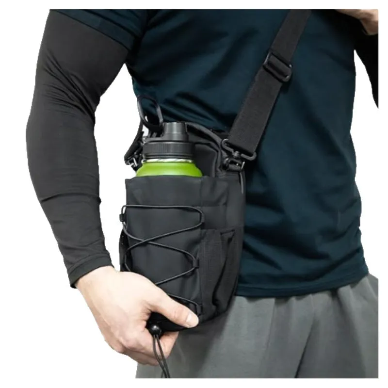 Fitness magnetic kettle bag crossbody bag in pink cloth with magnetic closure for water bottle carry