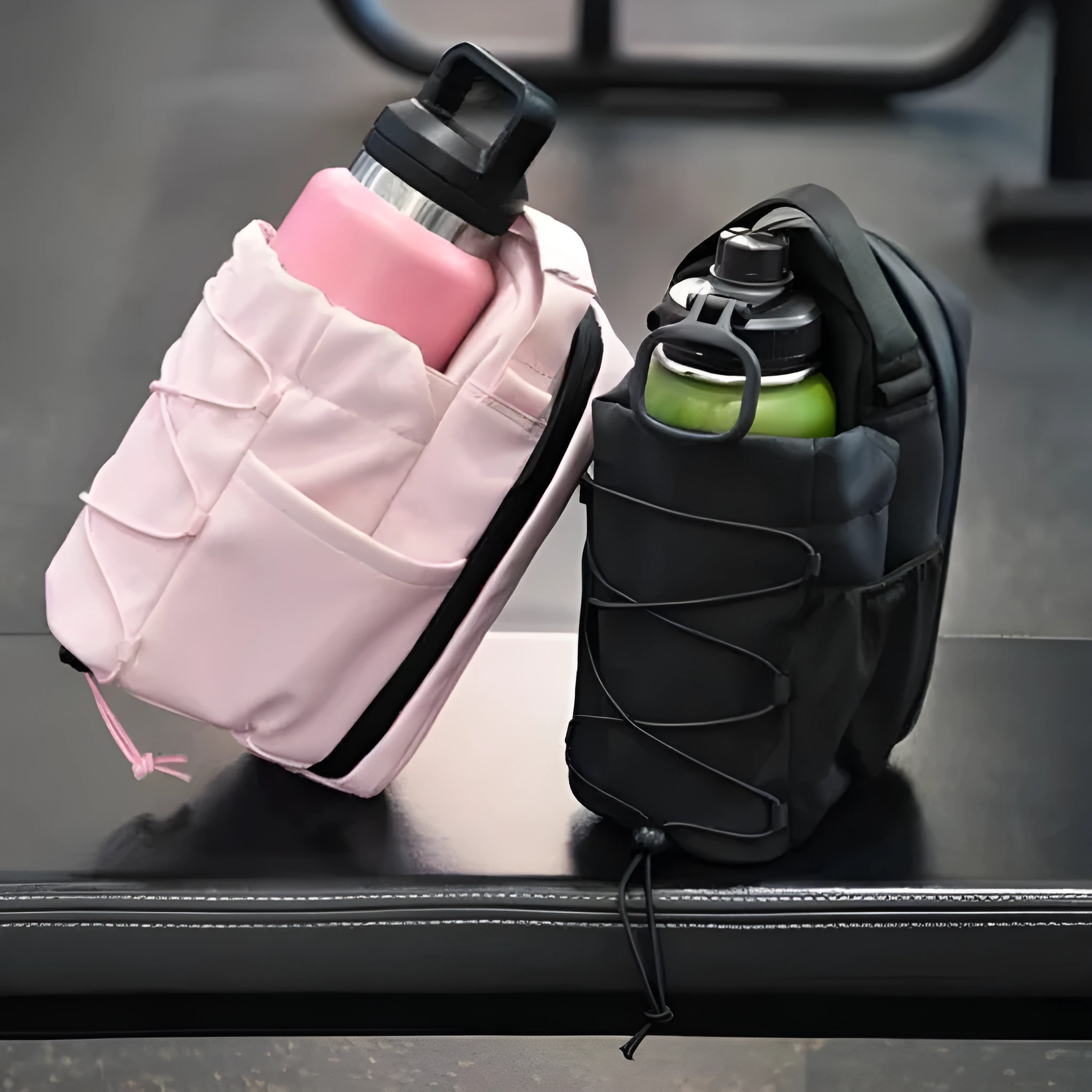 Fitness magnetic kettle bag crossbody bag in pink cloth with magnetic closure for water bottle carry