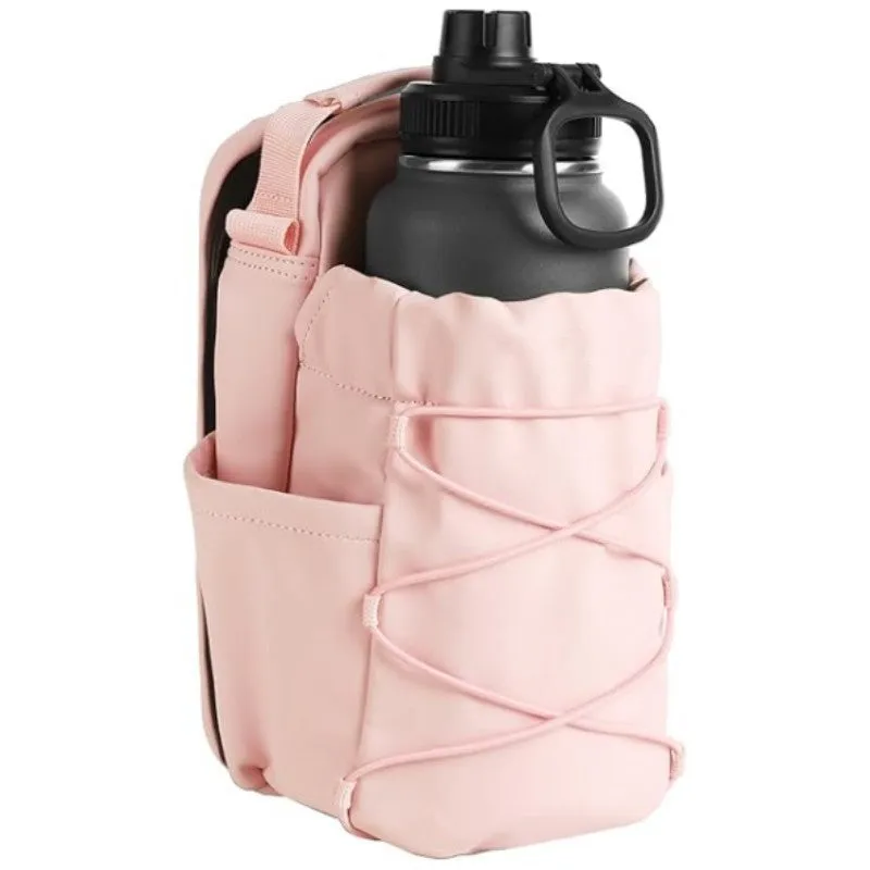 Fitness magnetic kettle bag crossbody bag in pink cloth with magnetic closure for water bottle carry