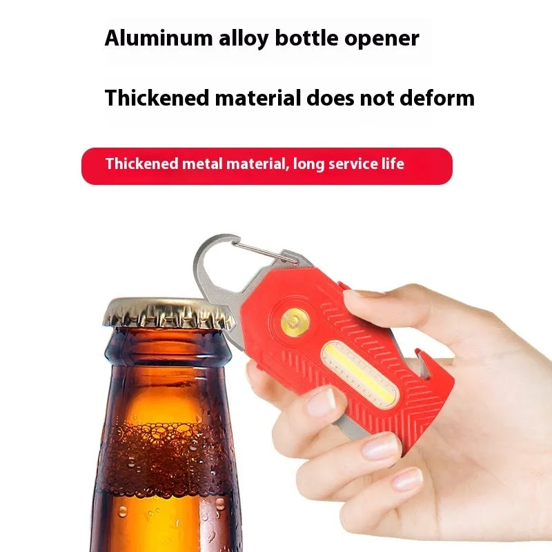 Multifunctional rechargeable emergency handheld light with ABS aluminium shell, IP44 protection, in black, blue, and red colour options