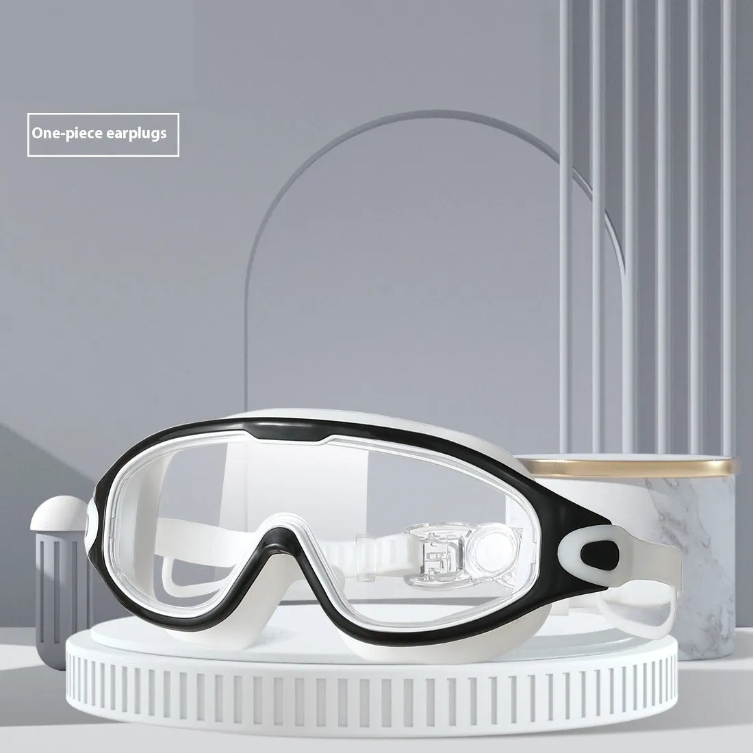 HD anti-fog large frame swimming goggles for adults, clear lenses