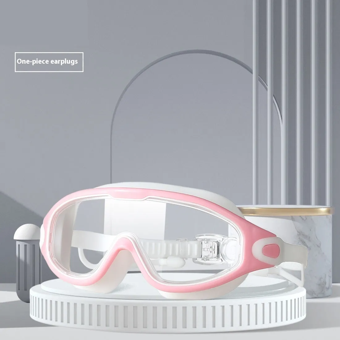 HD anti-fog large frame swimming goggles for adults, clear lenses