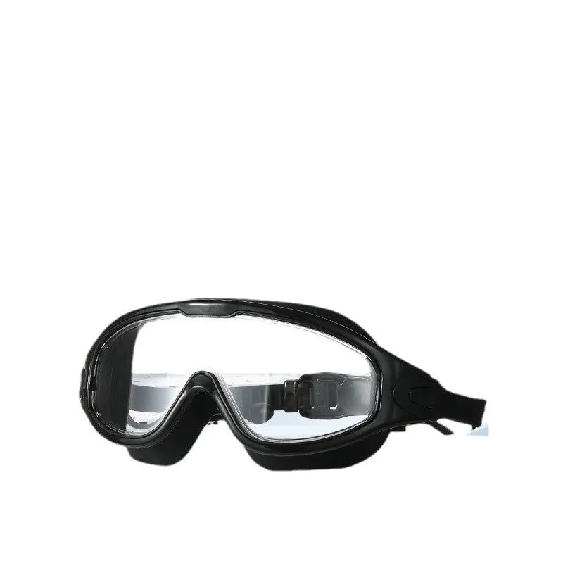 HD anti-fog large frame swimming goggles for adults, clear lenses