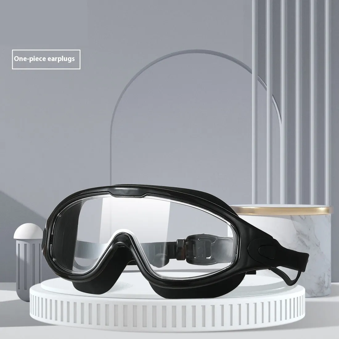 HD anti-fog large frame swimming goggles for adults, clear lenses