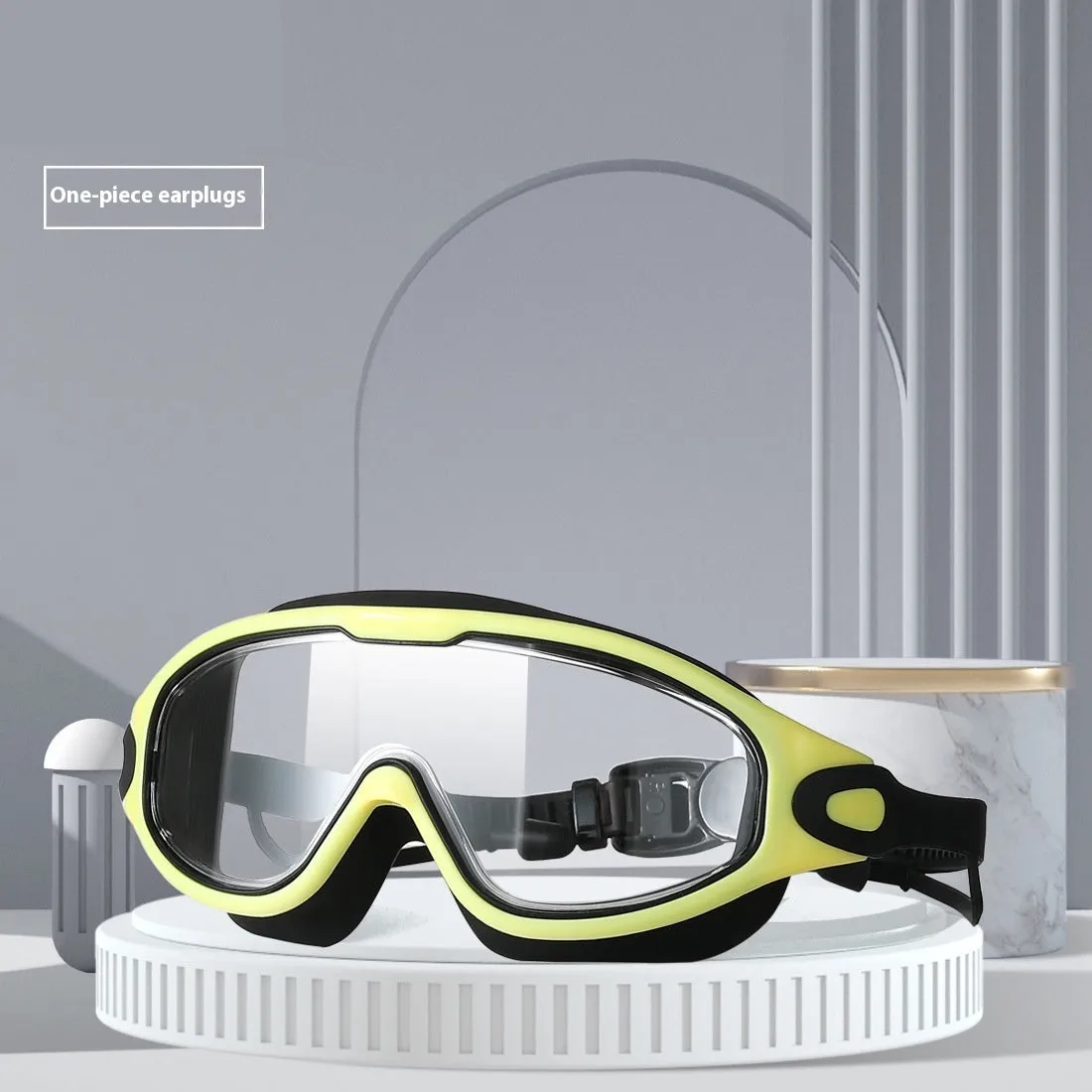 HD anti-fog large frame swimming goggles for adults, clear lenses