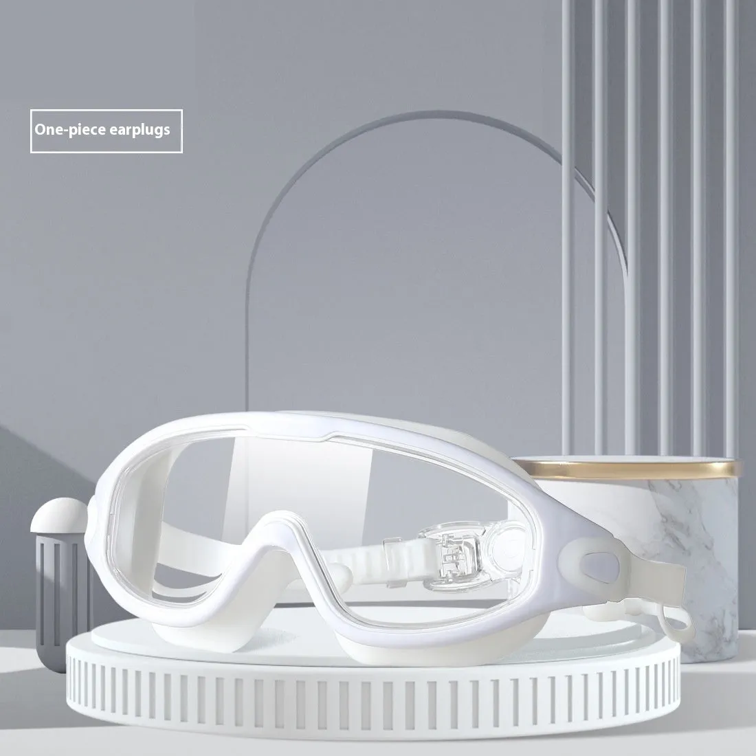 HD anti-fog large frame swimming goggles for adults, clear lenses