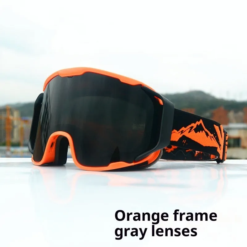 Double-layer anti-fog ski goggles in red frame with red lens film