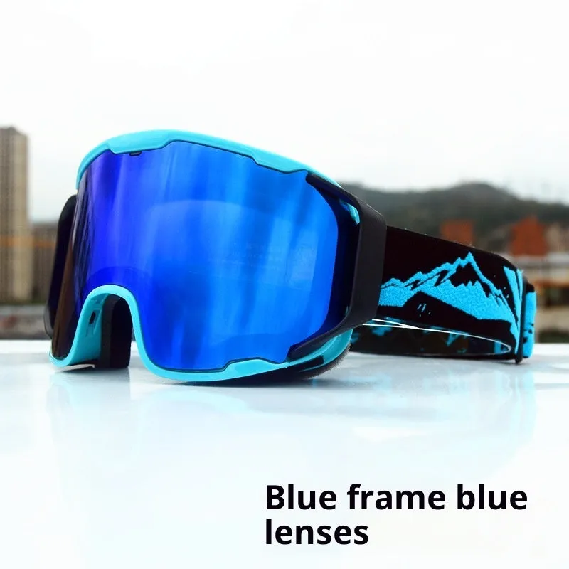Double-layer anti-fog ski goggles in red frame with red lens film