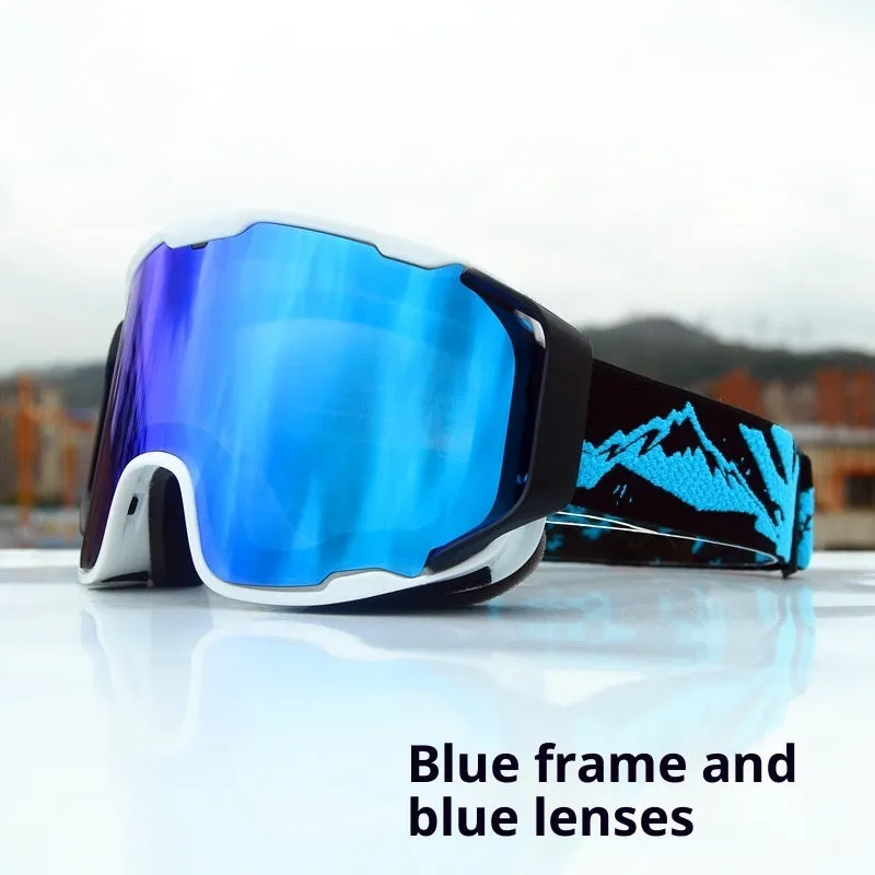 Double-layer anti-fog ski goggles in red frame with red lens film