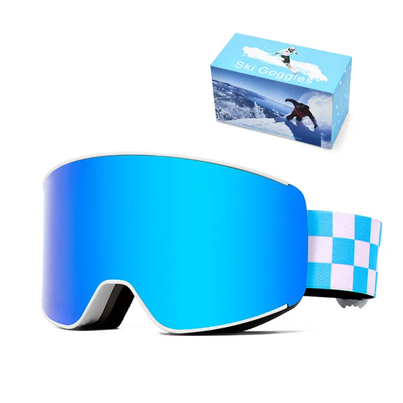 Spherical ski goggles with double-layer anti-fog lens, TPU frame, available in multiple colours for adults