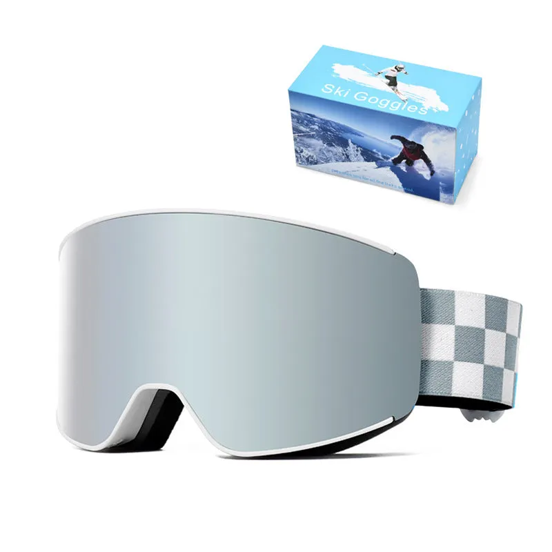 Spherical ski goggles with double-layer anti-fog lens, TPU frame, available in multiple colours for adults