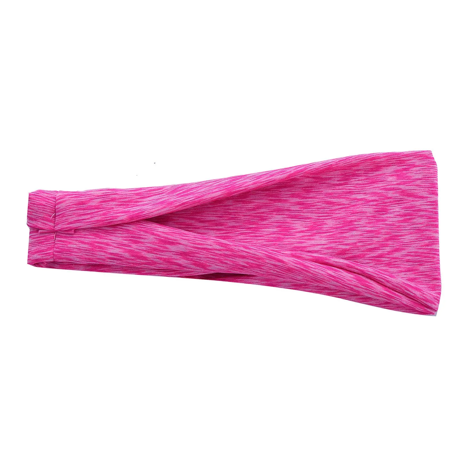 Placed flat, a plaid pattern sports headband in a neutral colour, with geometric elements at the centre