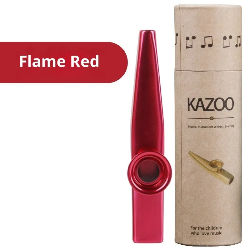 Metal kazoo for beginners with colour option Holy Silver finish on white background