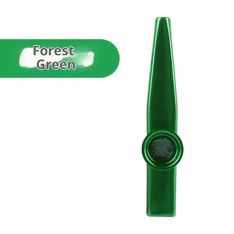 Metal kazoo for beginners with colour option Holy Silver finish on white background