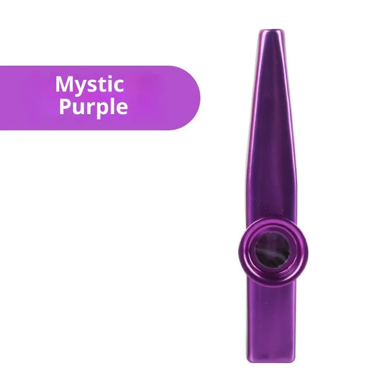 Metal kazoo for beginners with colour option Holy Silver finish on white background