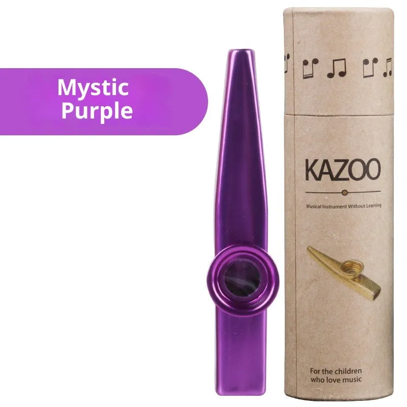 Metal kazoo for beginners with colour option Holy Silver finish on white background