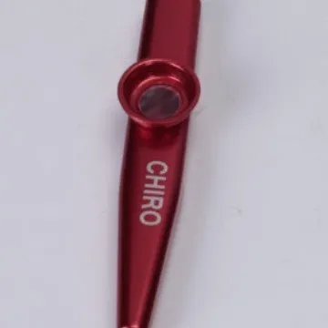 Metal kazoo for beginners with colour option Holy Silver finish on white background
