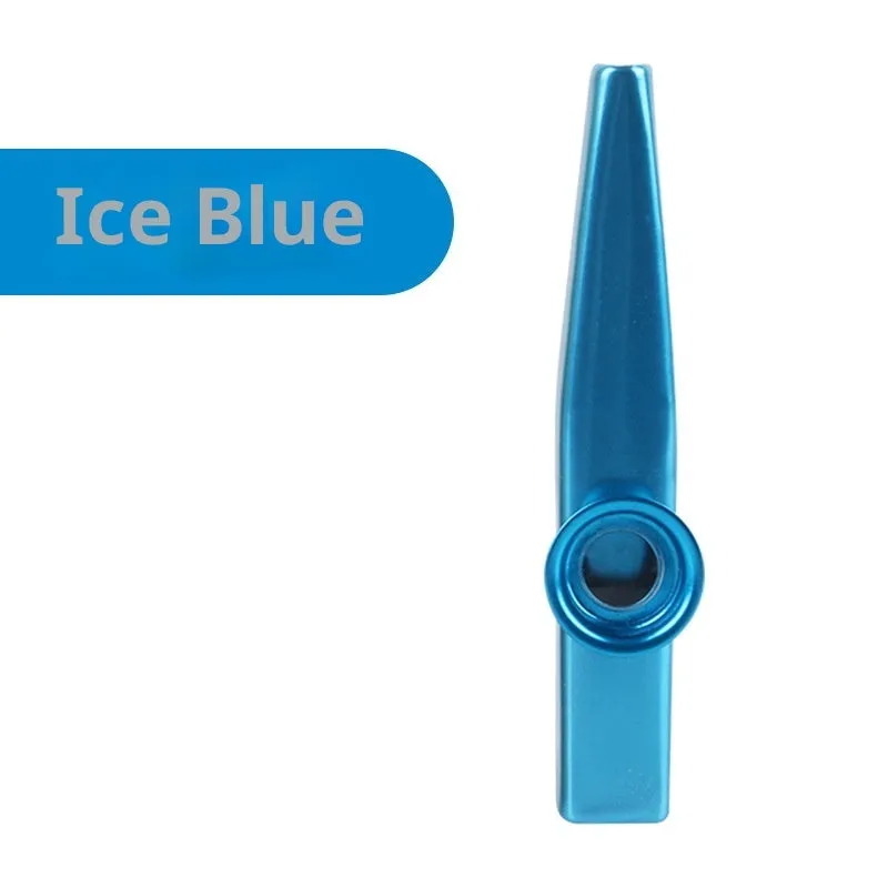 Metal kazoo for beginners with colour option Holy Silver finish on white background