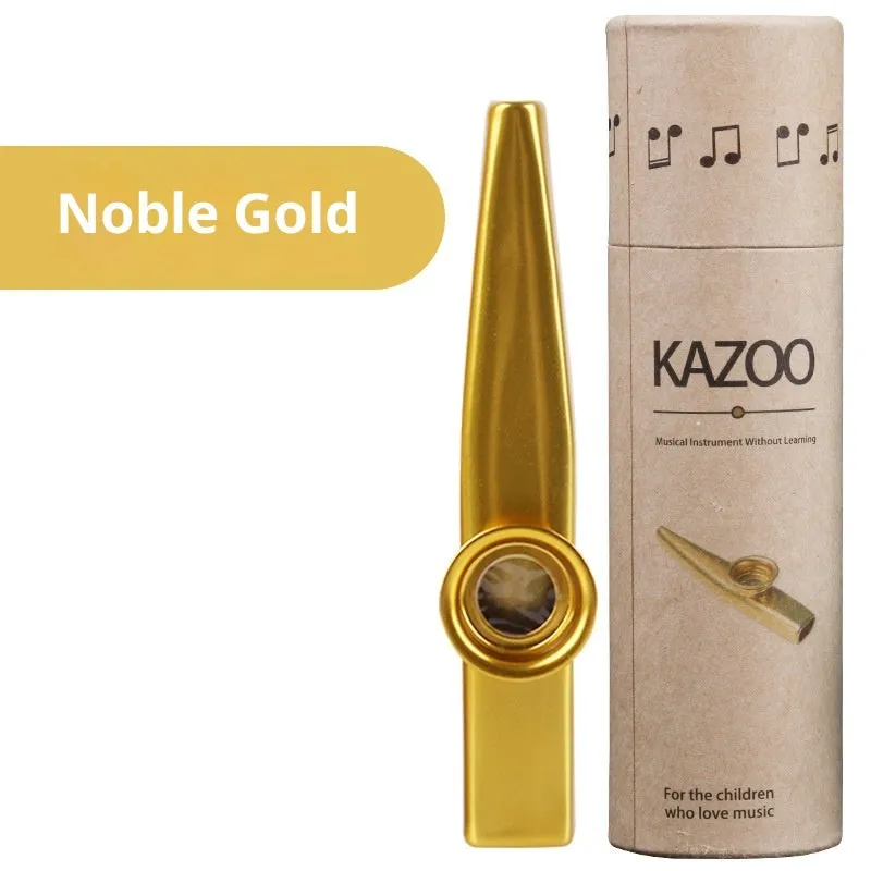 Metal kazoo for beginners with colour option Holy Silver finish on white background