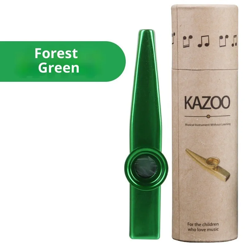 Metal kazoo for beginners with colour option Holy Silver finish on white background