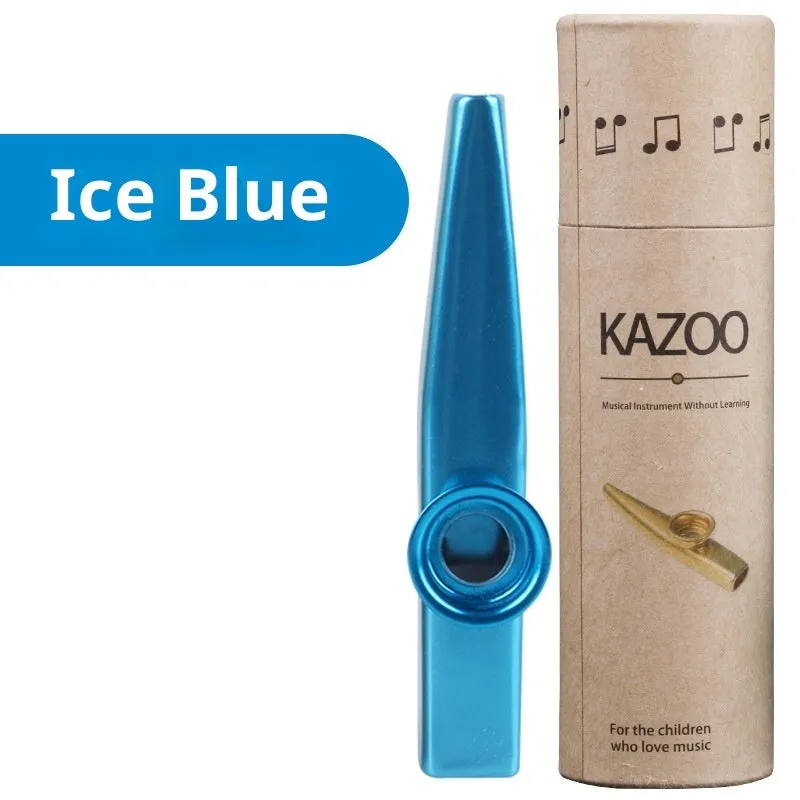 Metal kazoo for beginners with colour option Holy Silver finish on white background
