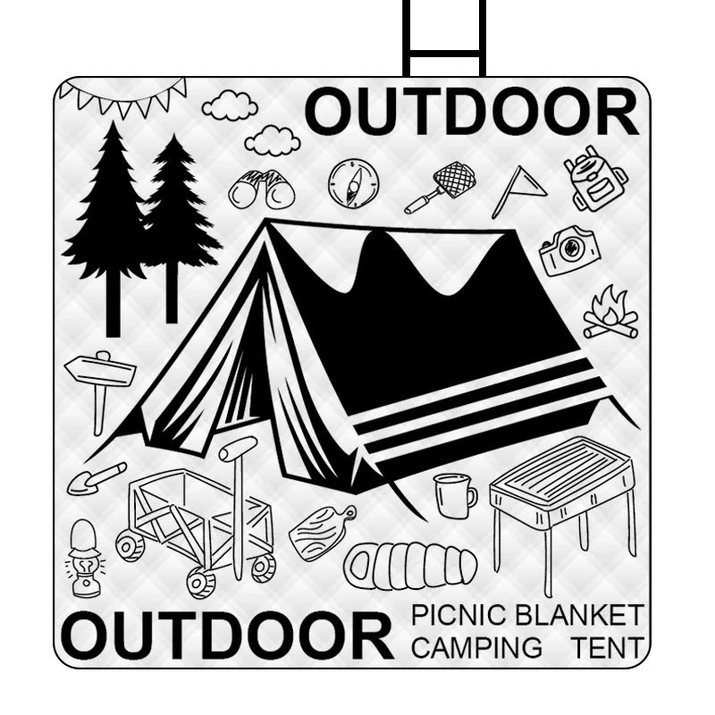 Black graffiti ultrasonic picnic mat 200x200cm waterproof pongee blanket for camping