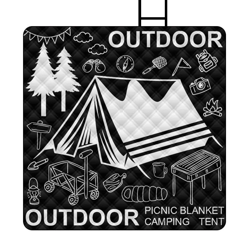 Black graffiti ultrasonic picnic mat 200x200cm waterproof pongee blanket for camping