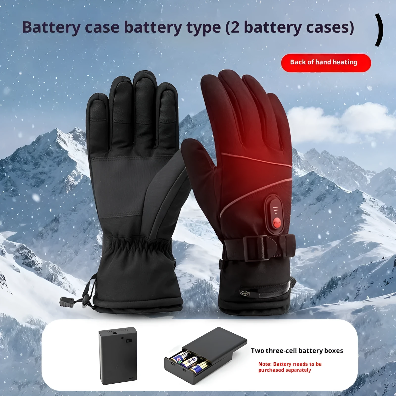 Electrically heated cycling gloves with reflective stripe, nylon construction, in black