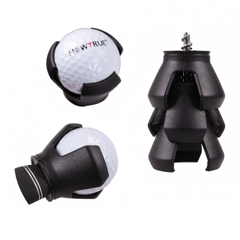 Black aluminium golf ball picker with clip attachment for golf bags