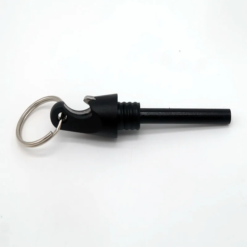 Black outdoor survival three-in-one fire stick with bottle opener and striker