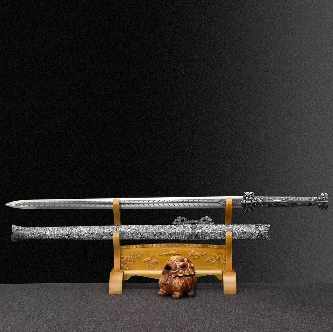 Beast Beak integral sword high manganese steel unsharpened blade 103CM with solid wood leather scabbard
