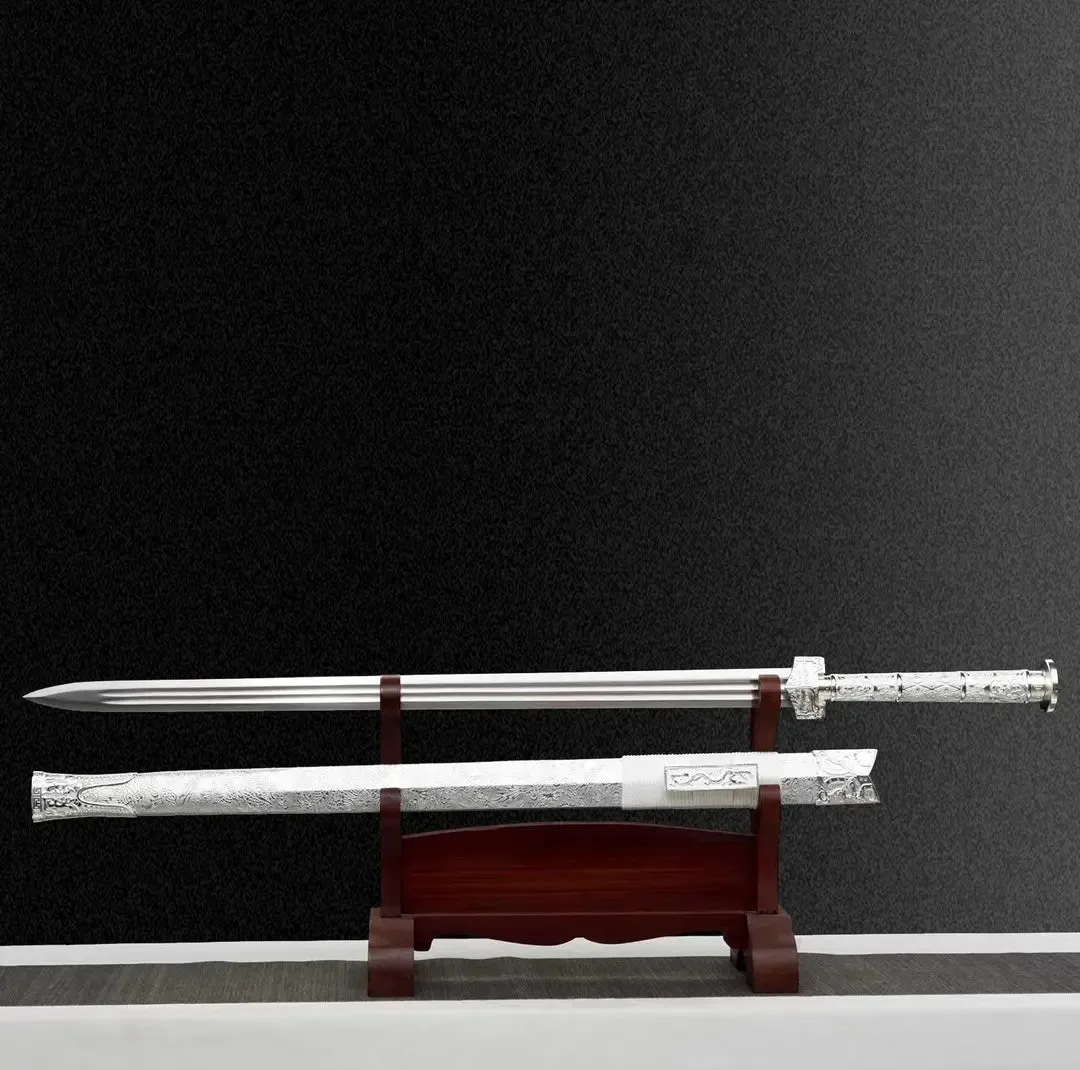 Dragon Soul integral high manganese steel unsharpened katana 103cm with solid wood leather scabbard