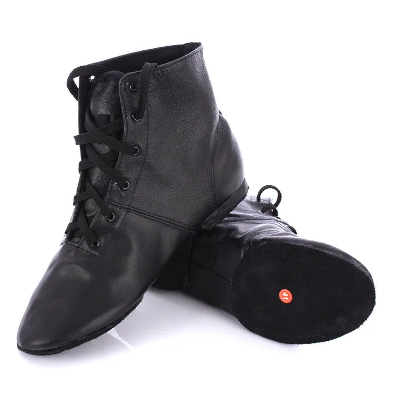 Genuine leather ballet shoes with cowhide suede sole in pigskin outsole colour on a dance studio floor