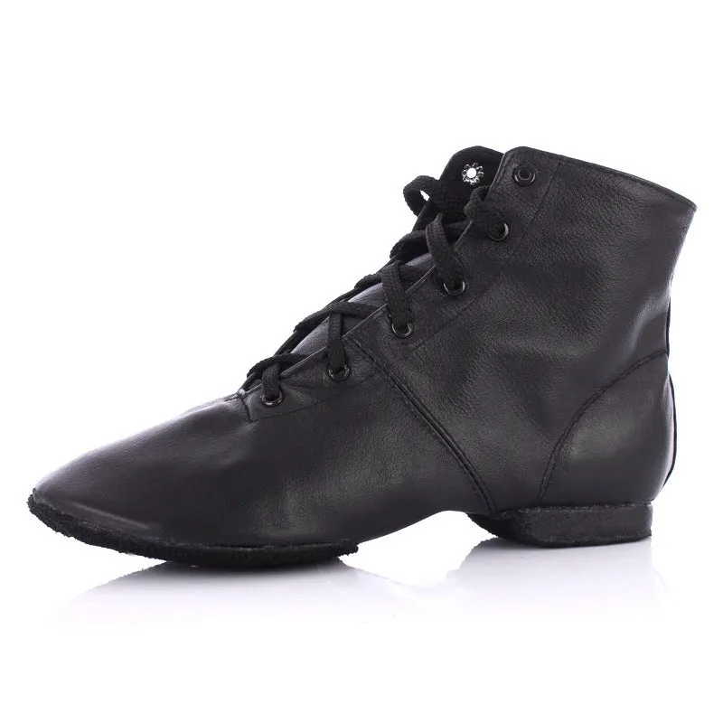 Genuine leather ballet shoes with cowhide suede sole in pigskin outsole colour on a dance studio floor