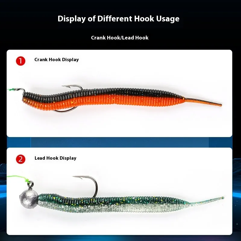 Lead-free noodle worm soft bait fishing lure in multiple colours available in 10cm and 7cm pack sizes