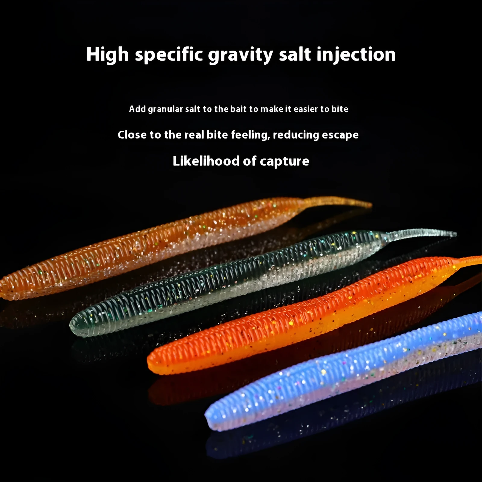 Lead-free noodle worm soft bait fishing lure in multiple colours available in 10cm and 7cm pack sizes