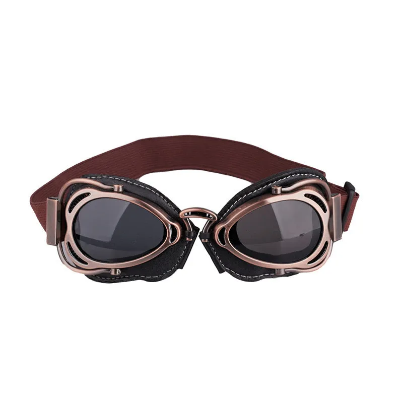 Motorcycle wind-proof glasses with full rim frame, PU material, and REVO reflective lenses, available in multiple colours