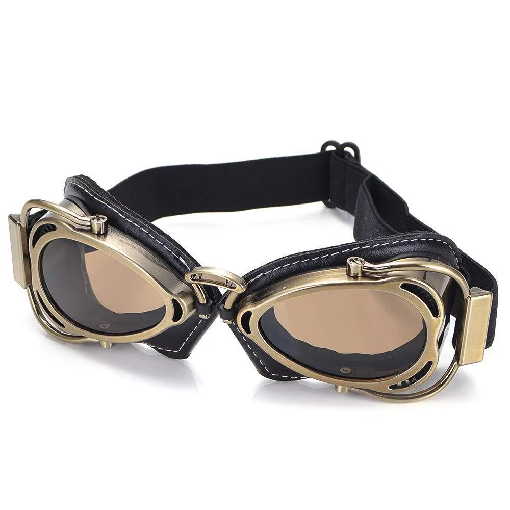 Motorcycle wind-proof glasses with full rim frame, PU material, and REVO reflective lenses, available in multiple colours