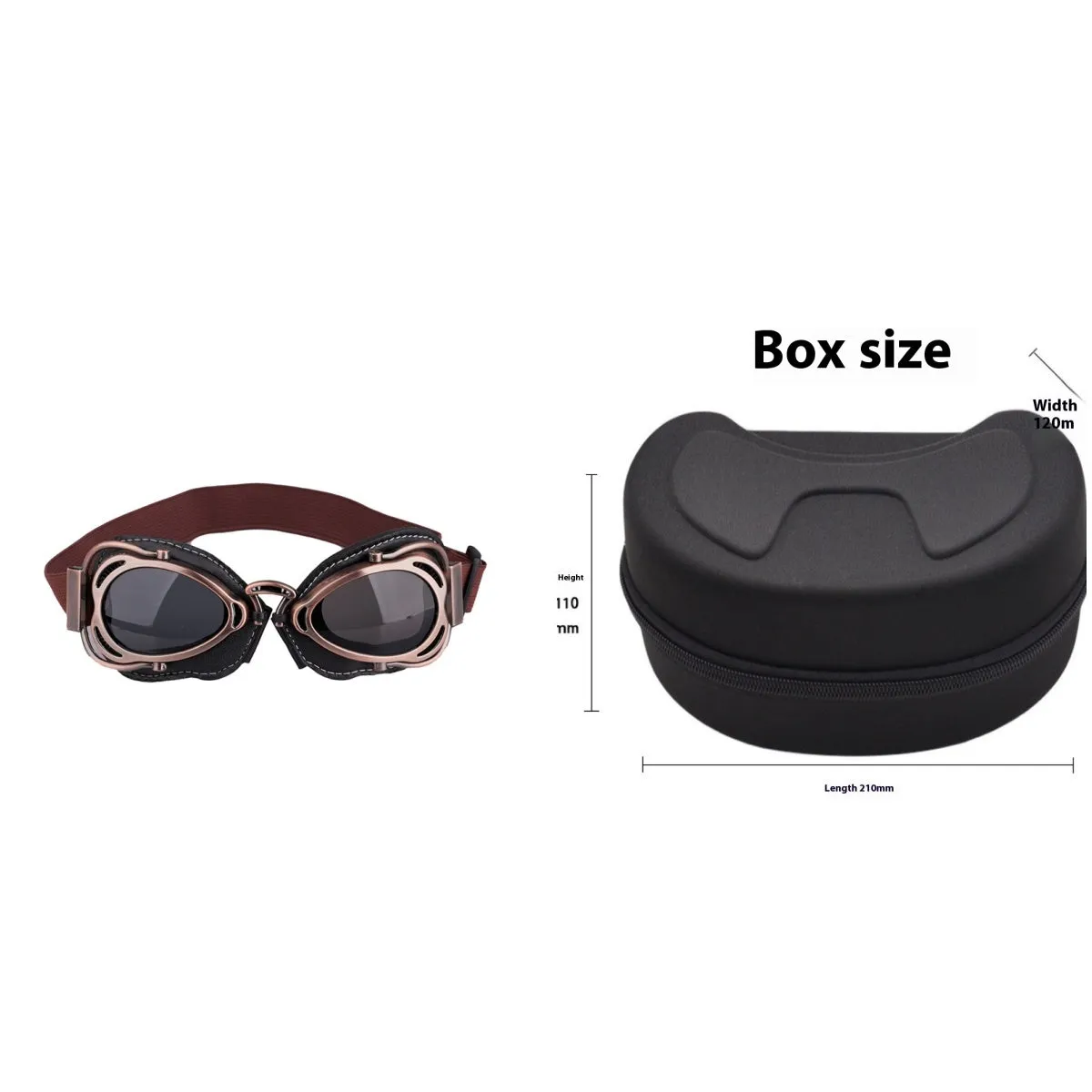 Motorcycle wind-proof glasses with full rim frame, PU material, and REVO reflective lenses, available in multiple colours